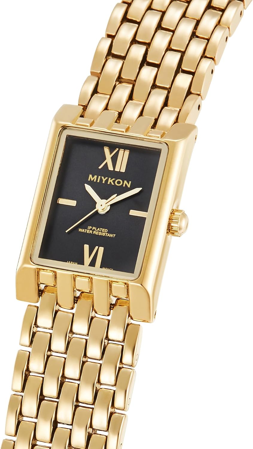 Miykon Minimalist Vintage Gold Watches for Women – Dainty Ladies Watch for Small Wrists with Luxury Bracelet – Second Hand, Japanese Quartz, Waterproof to 100ft