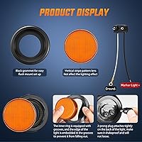 Vista 4 de Nilight Luz de Marcador Redonda de 2.5 Pulgadas 4PCS Ámbar 13LED Luces de Gálibo Montaje Empotrado Con Enchufe Ojal Coleta Cableado Directo Cumple