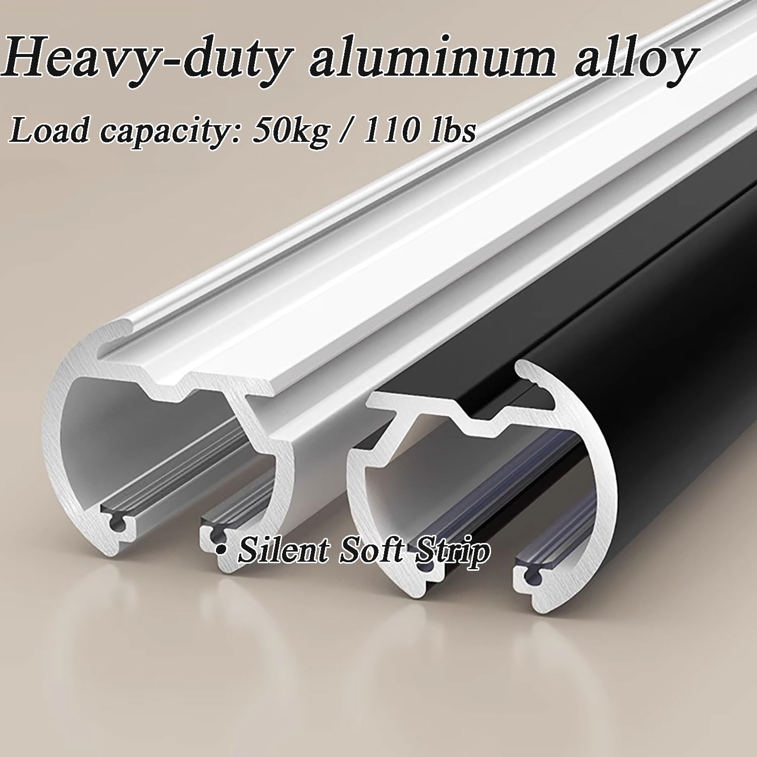 Heavy-Duty Double Curtain Tracks - 1.9m (6.2ft) Aluminum Ceiling & Wall Mount Room Divider for Living Room, Bedroom, Hospital - Durable White Design