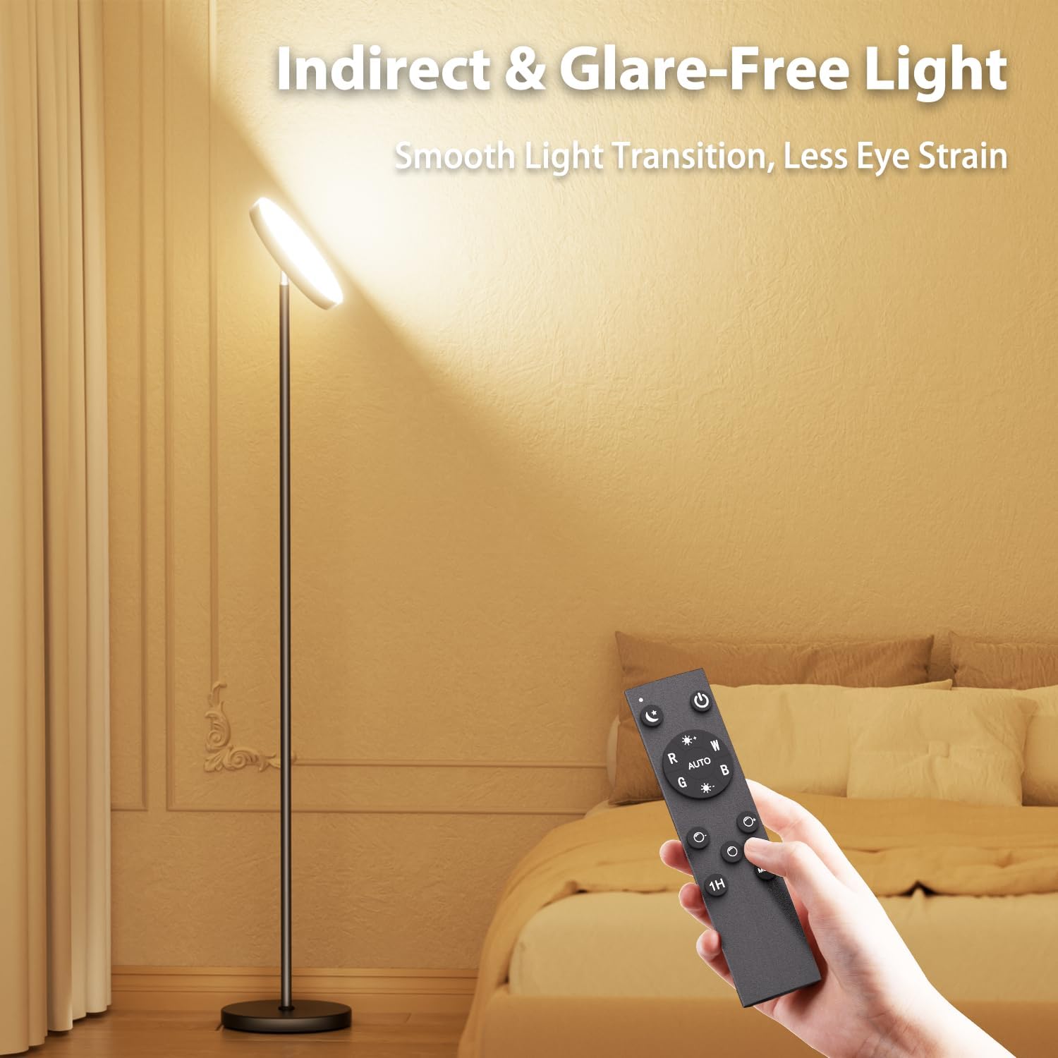 Keepsmile Upward Sky Floor Lamps with Remote,Super Bright 3000LM Torchiere Floor Lamp, Adjustable Color Temperature Standing Lamp,Dimmable LED Tall Lamp for Living Room,Bedroom,Office,RGB for Party