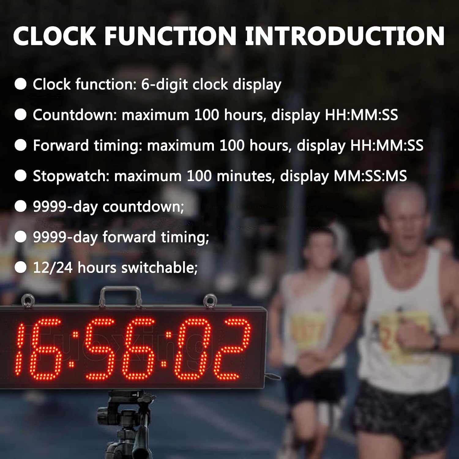 Chronomètre de Course LED 6 Pouces, Affichage numérique Recto avec Compte à rebours/Compte à rebours, 6 Chiffres, 3 Niveaux de luminosité, Format 12/24 h, la Maison, Portable (Red)