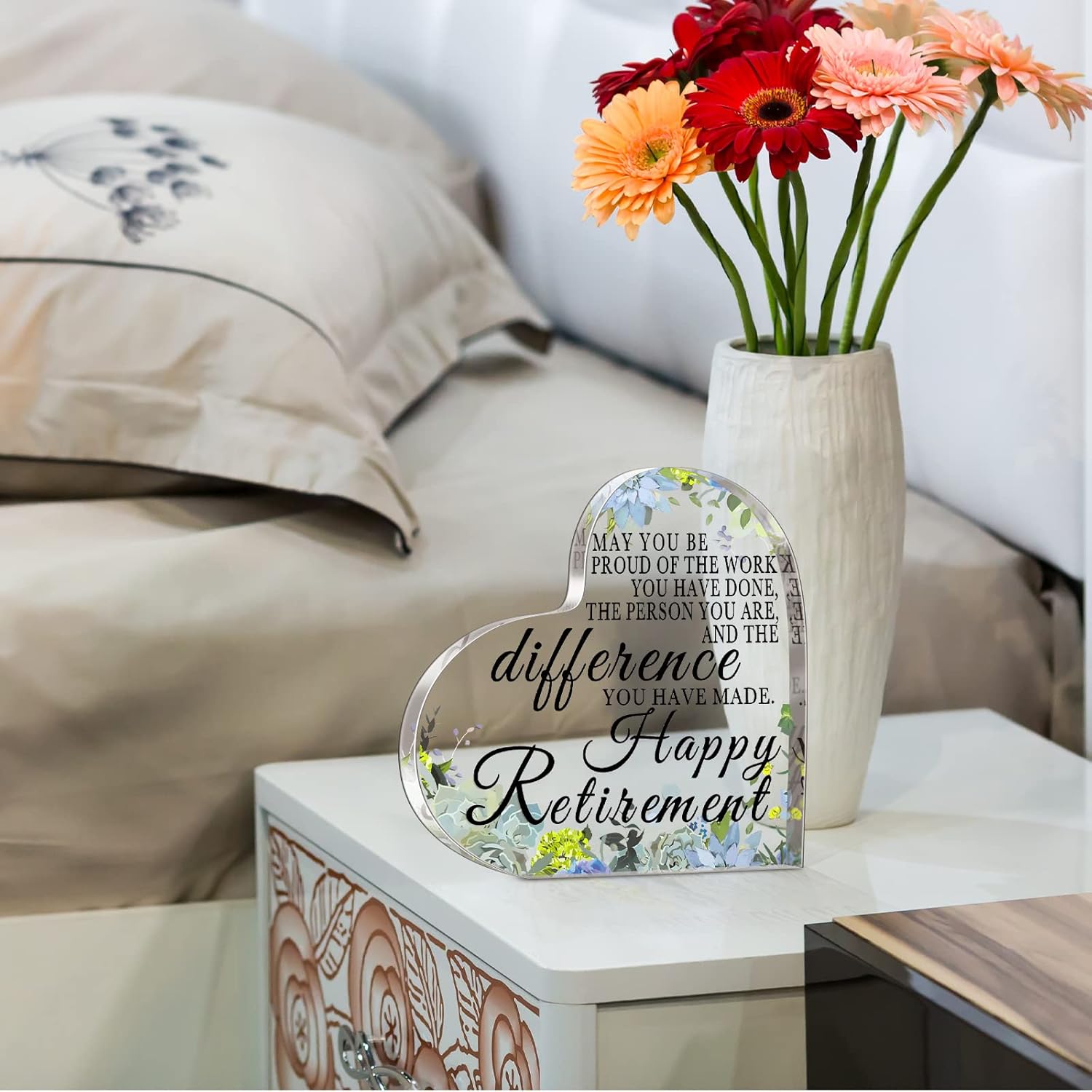 Chunful Retirement Gifts for Women Men May You Be Proud Keepsake and Paperweight Retirement Plaque Inspirational Farewell Gifts for Retired Teacher Police Firefighter(Heart) - Image 5