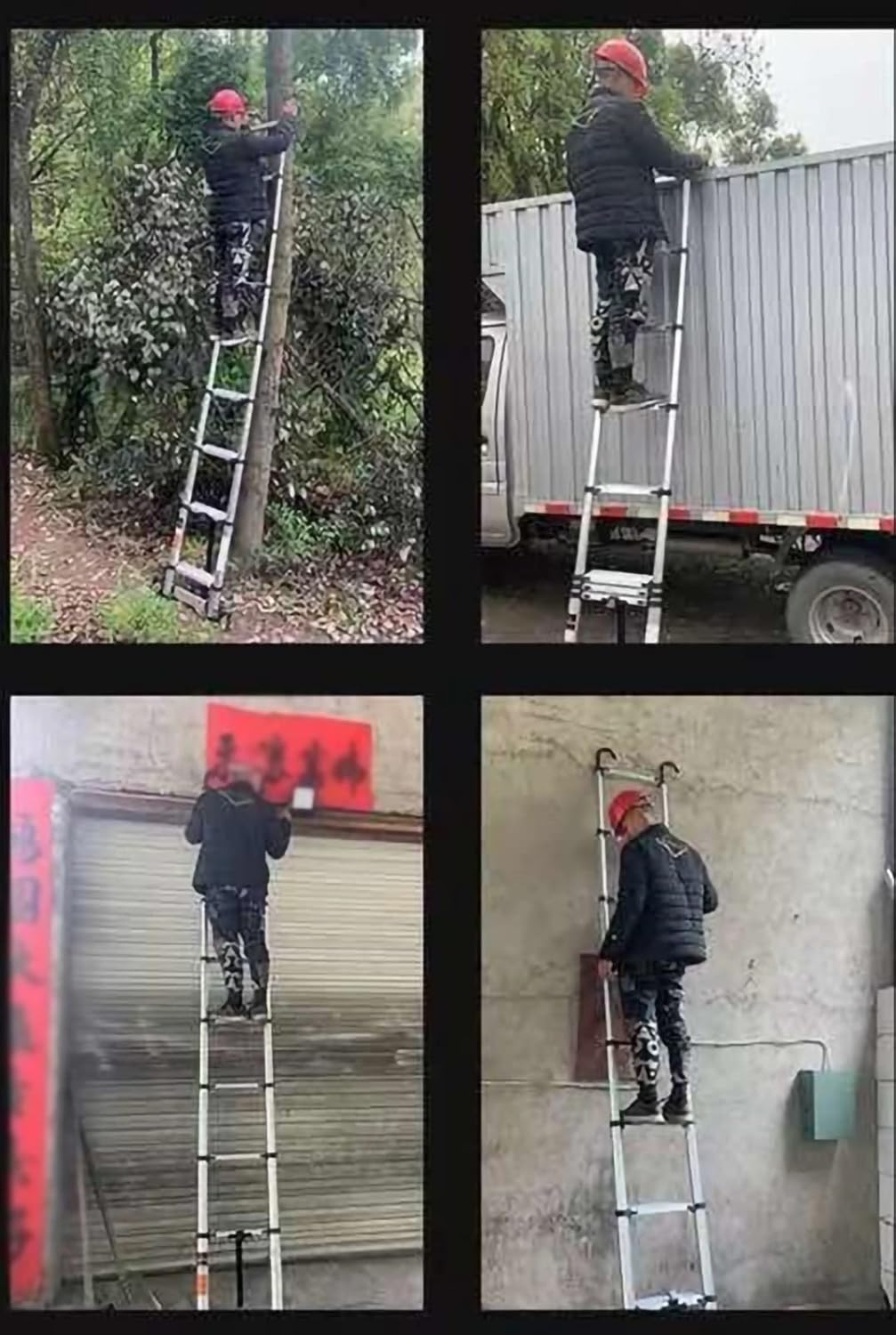 Telescoping Extension Ladder,Telescoping Ladder 2.6m/3.4m/3.8m/4.6m/5m/5.4m/5.8m/6.2m/7m Extension Ladder with Removable Hooks and Stabilizer,Loft Aluminium Heavy Duty Telescoping The vast o
