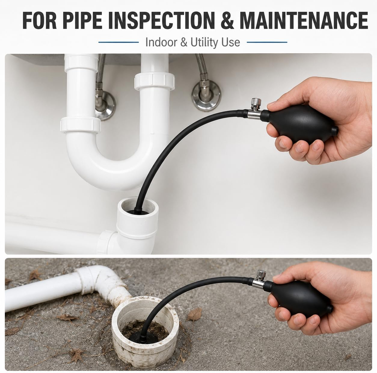 Inflatable Pipe Plug Balloon with Hand Pump, 4 Inch Drain Test Ball