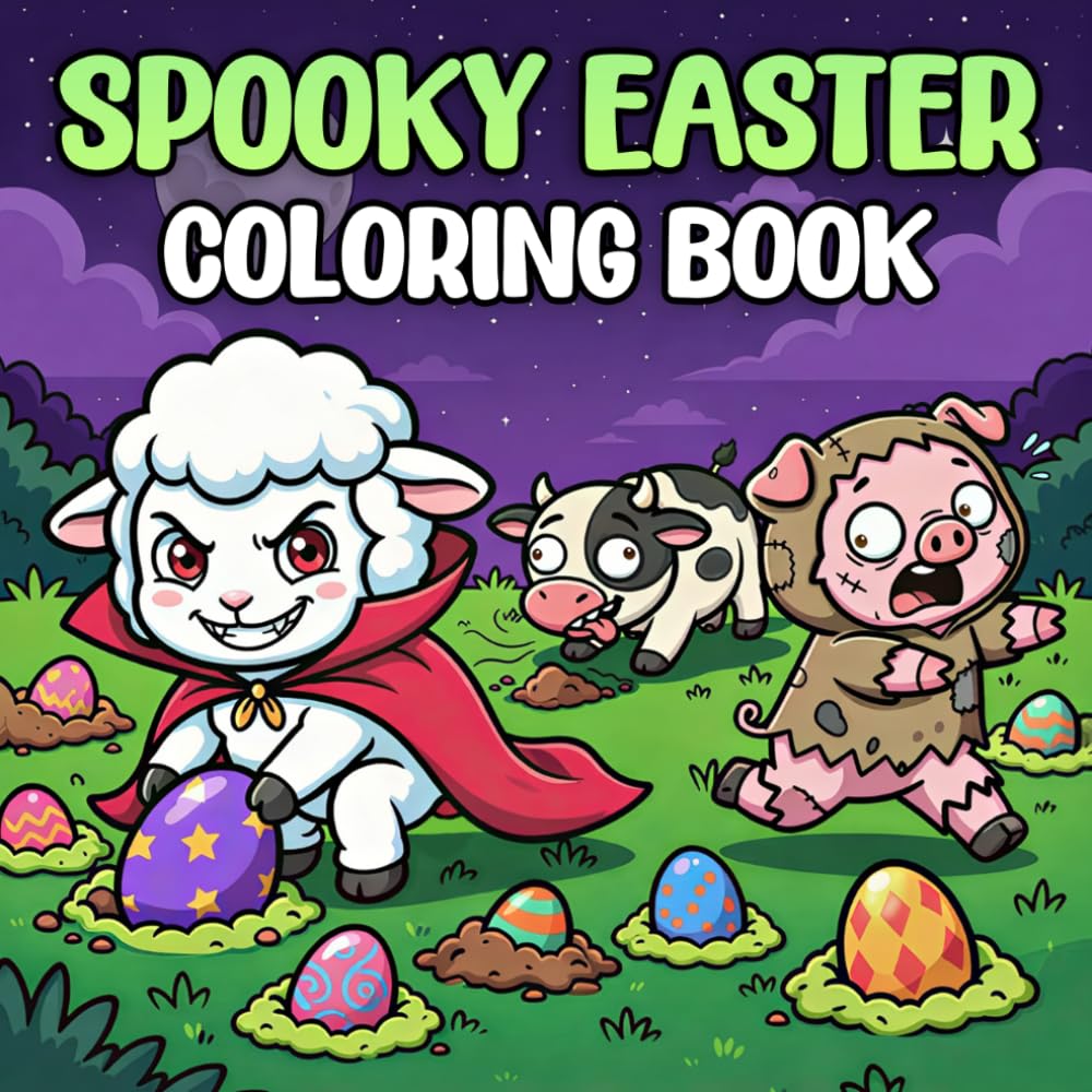 Spooky cutie easter coloring book: Cozy easter coloring book for kids and adults