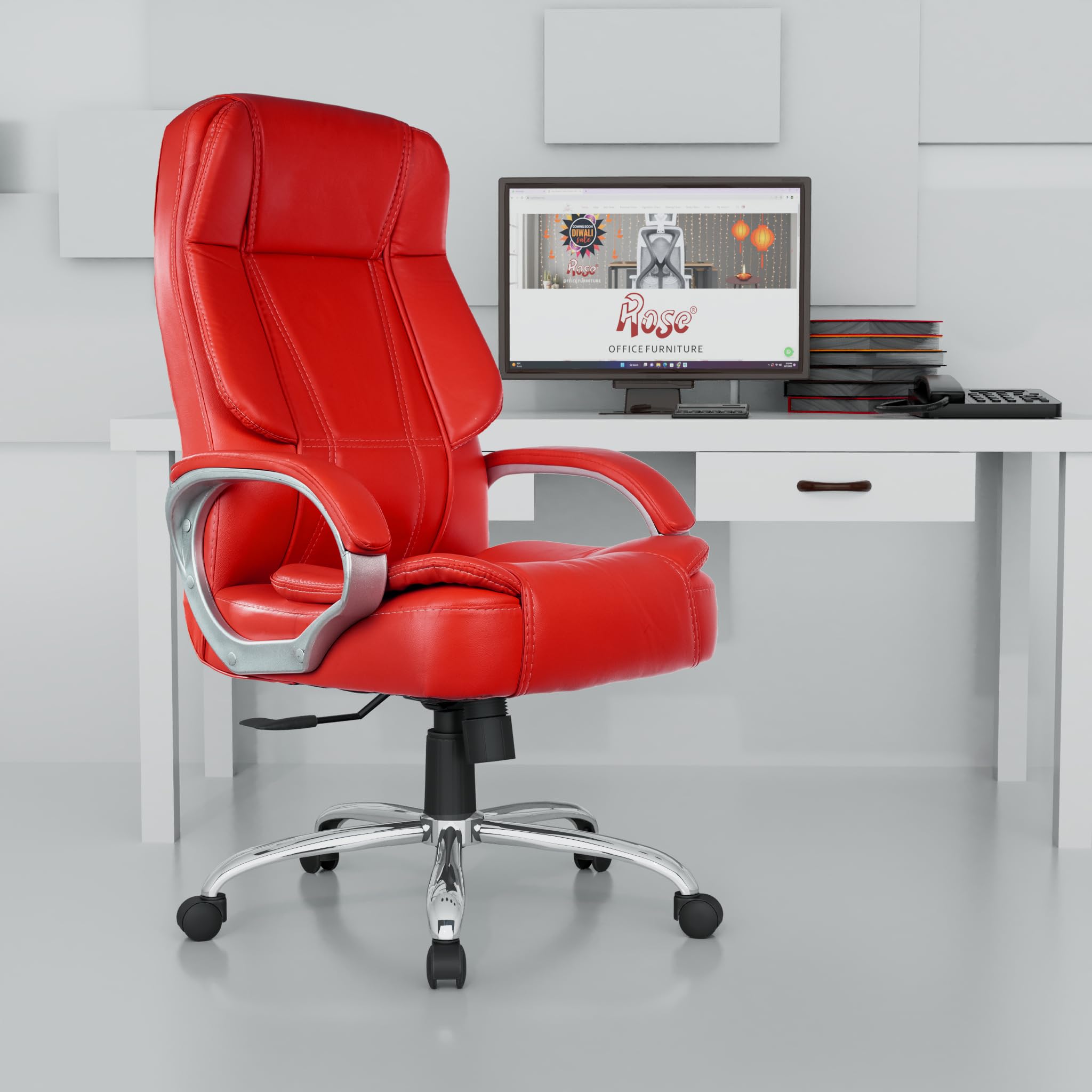 Rose Designer Chairs® SpaceX Leatherette Executive High Back Revolving Office Chair (Red) (B09BVXGRDR) Amazon Price History, Amazon Price Tracker