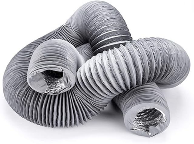 Fan Ducting, HG POWER Flexible Ventilation Ducting Hose φ100mm, Aluminium PVC Round Air Ducting for Bathroom, Kitchen, Toilet, Hydroponics Extractor (φ4" * 5m, Grey)