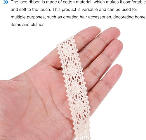 Miniatura 4 de MECCANIXITY Cinta de encaje de 10 yardas, 0.83 pulgadas, ribete de algodón para manualidades, envoltorios de regalo, diademas, boda, color beige,
