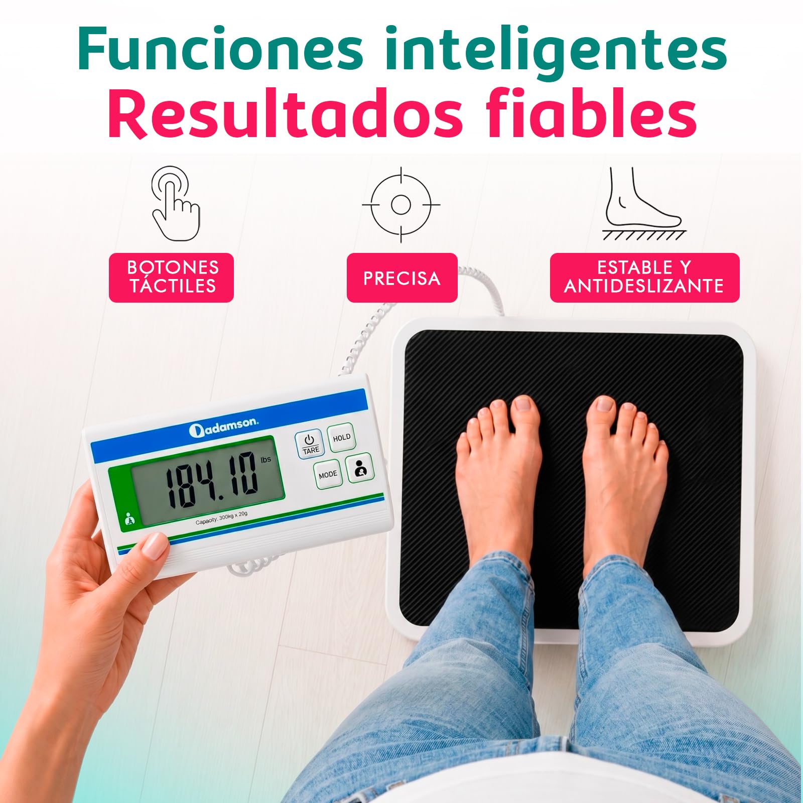 Báscula Médica Profesional Adamson – Plataforma Extra Ancha Digital