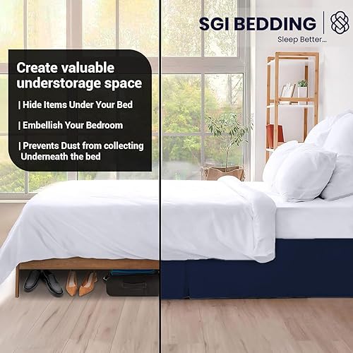 Miniatura 5 de SGI Bedding Falda de cama tamaño individual de 12 pulgadas con caída, estilo plataforma con ajuste seguro, aspecto clásico a medida, elegante estilo