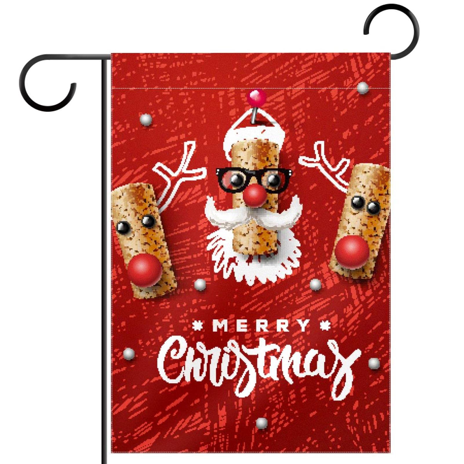Drapeau de Noël rouge élan résistant aux intempéries double face qui ne décolore pas