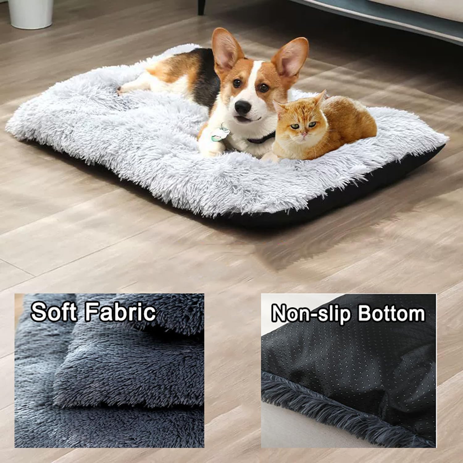 Coussin en peluche lavable pour cage et chat et chien - Pour chatons, chiots et petits animaux de compagnie - Couverture d'hiver auto-chauffante (120 x 85 cm, Coloré)
