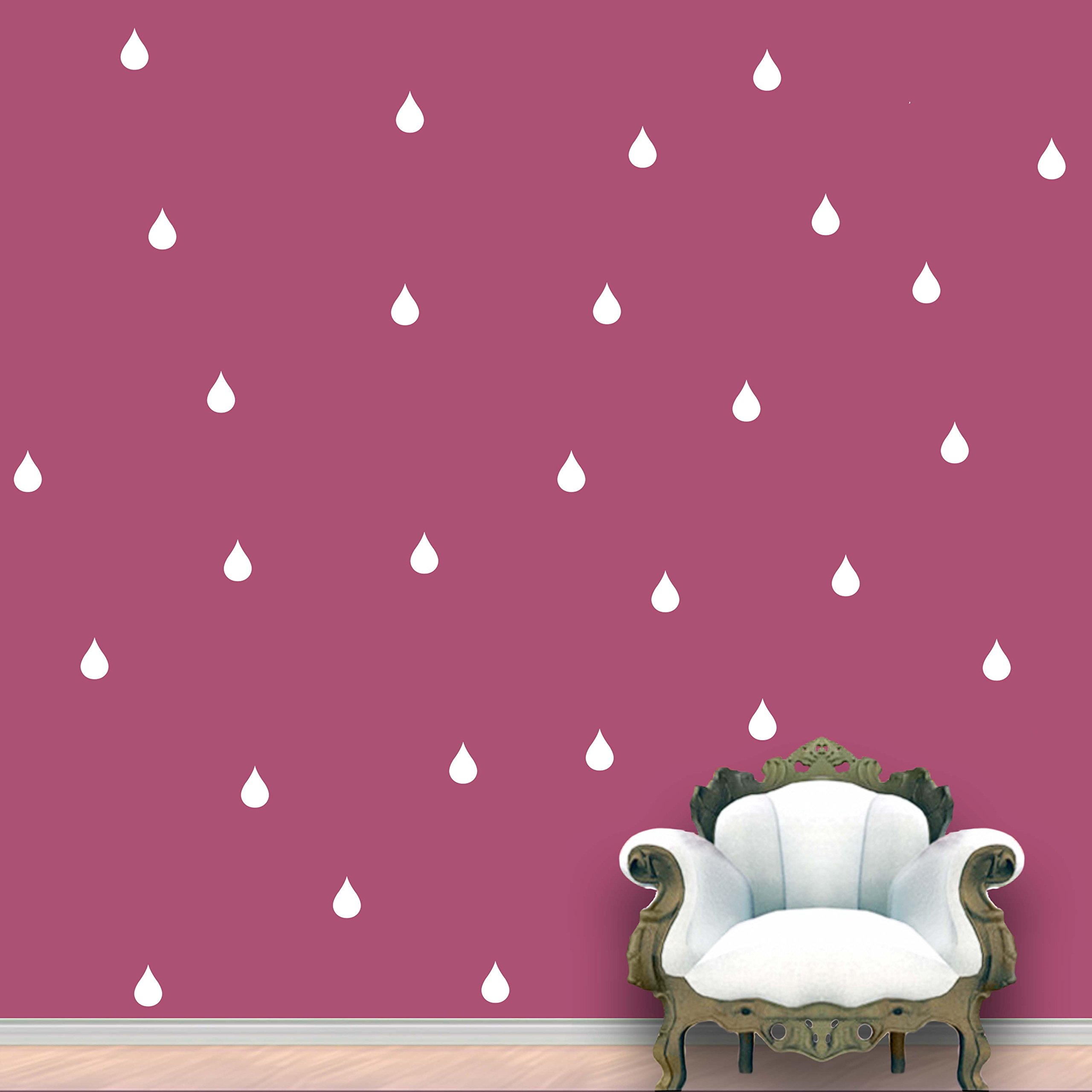 WallDesign Vinyl Rain Drops Pattern Wall Stickers (White, 3 In) - Set of 84-image-25