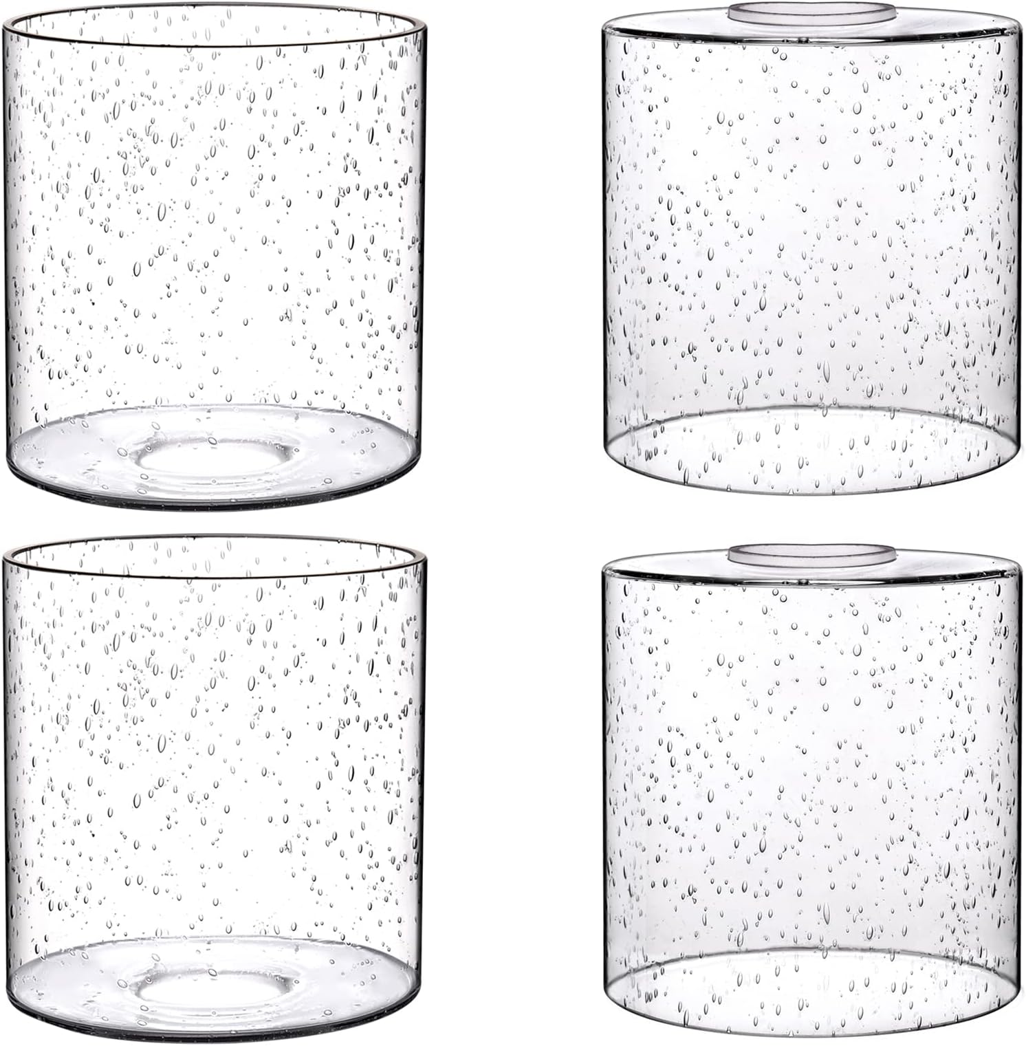 Canomo 6-Pack Seeded Glass Lamp Shades - 6"H X 4"W Clear Bubble Cylinder, 1.625" Fitter Hole, For Chandeliers & Wall Lights