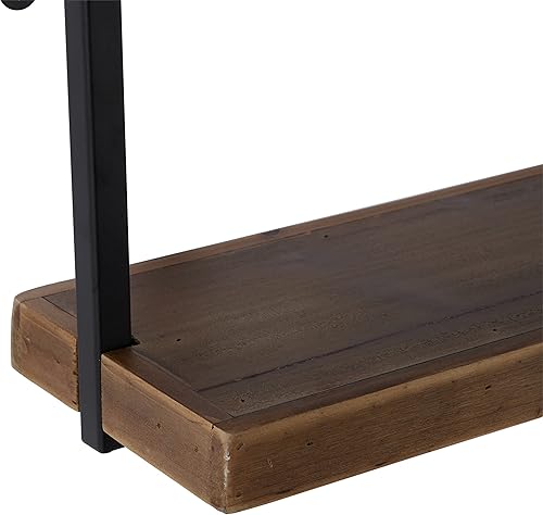Miniatura 4 de Deco 79 Estante de pared de madera minimalista flotante con marcos de metal negro, juego de 3 8 pulgadas, 9 pulgadas, 10 pulgadas de alto, marrón