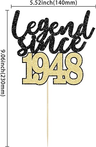 Miniatura 2 de Gyufise 1 pieza de decoración de pastel con purpurina de 75 años de leyenda desde 1948, decoración de pasteles de 75 años, decoración de pasteles