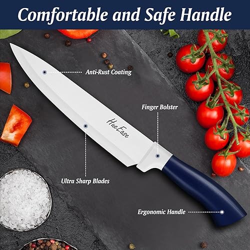 Miniatura 6 de Juego de cuchillos de cocina con bloque y afilador integrado, 14 piezas de acero inoxidable alemán de alto carbono, hoja afilada, apto para