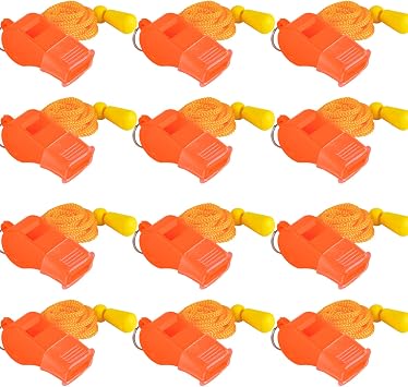 12 Pack Sport Whistles with Lanyar for Coaches, Referees and Officials, Loud Crisp Sound