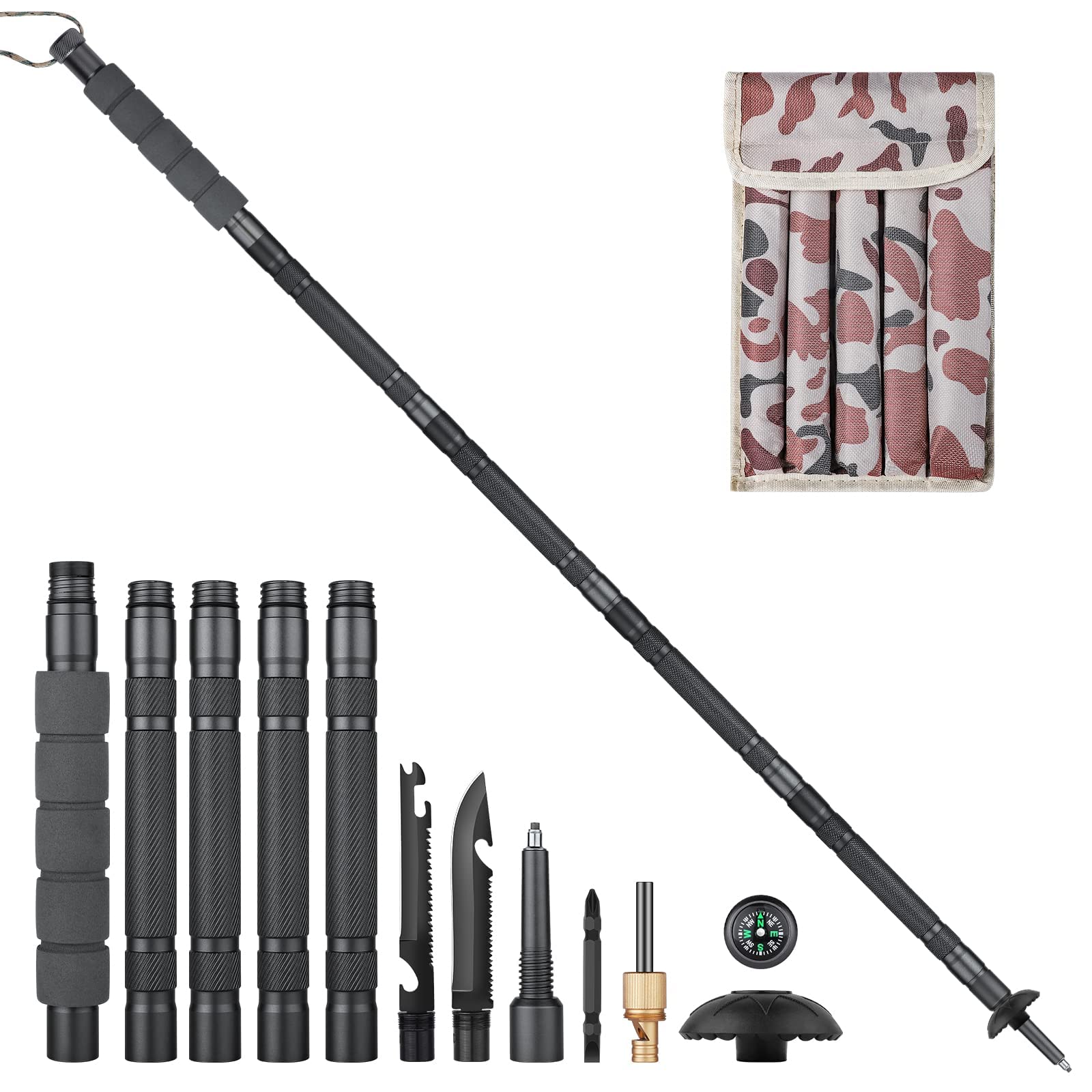 Bâton De Randonnée Tactique Réglable - Longueur 20-106 Cm - Aluminium - Marque Blue Guard