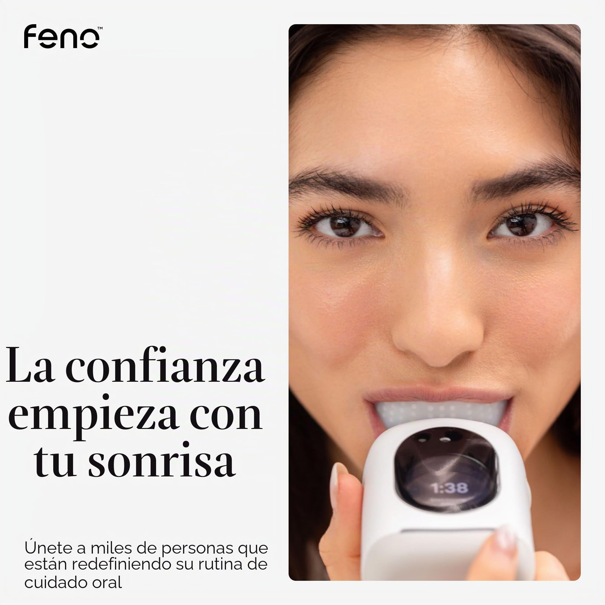 Feno Smartbrush Cepillo de dientes eléctrico para adultos, cepillo oscilante con IA, aplicación y boquilla personalizadas, limpieza profunda de 20 segundos, recargable