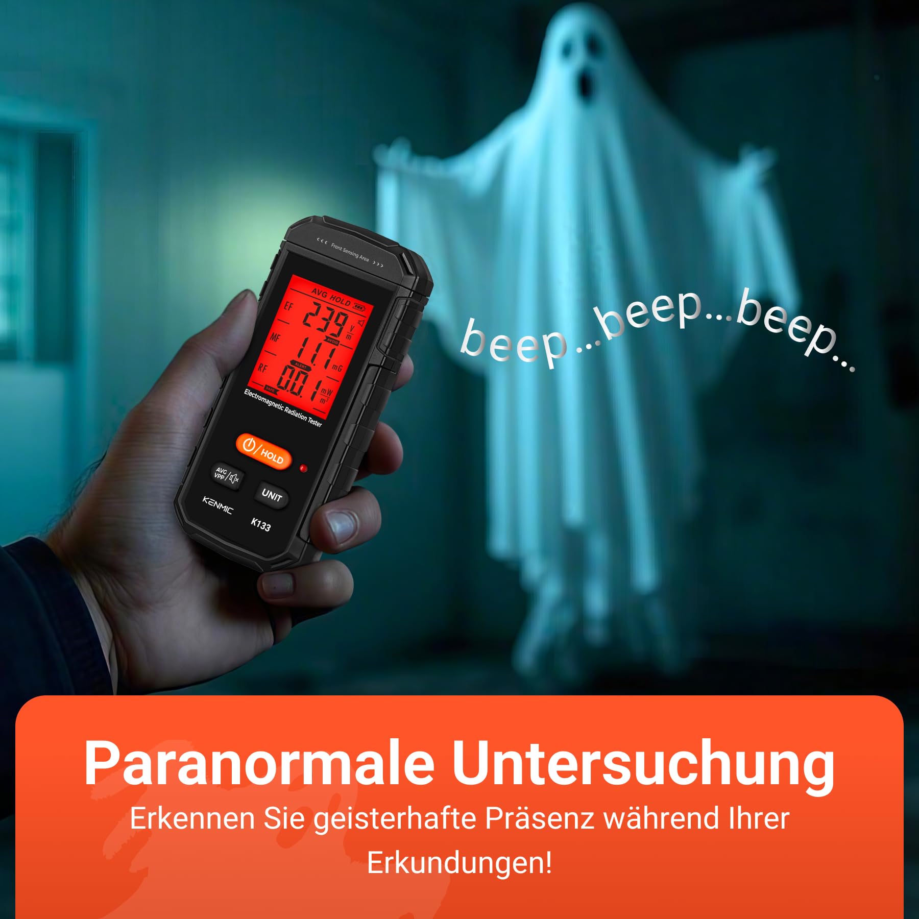 EMF Messgerät, 3-in-1 EMF Meter EF/MF/RF Tragbarer Elektromagnetischer Feld Strahlungs Detektor für EF, RF, MF, WiFi Signal, Passend für Zuhause, Büro EMF Inspektionen und Geisterjagd