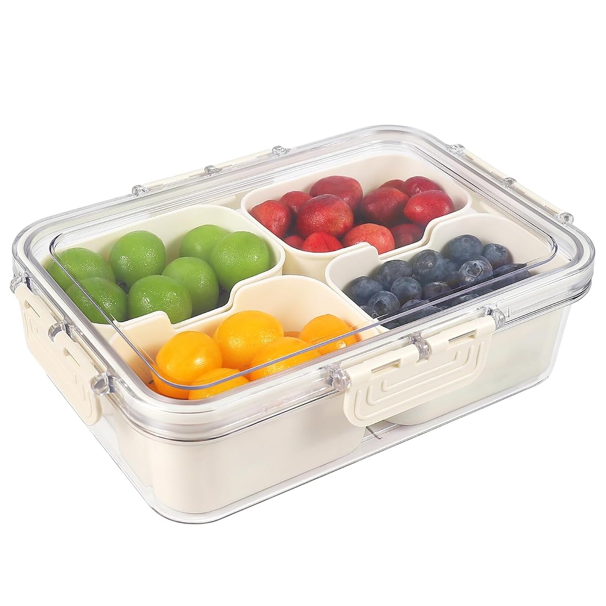 WGBP Snack Box Container with Lid, 4 Compartments for Meals, Salads,
