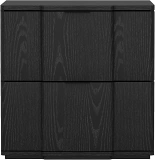 Manhattan Comfort Clive 22" Mid-Century Modern Nightstand, 2-Drawer Side Table with Sculpted Fronts, Soft-Close Drawers, Durable Bedside Storage, Available in Multiple Finishes, Black