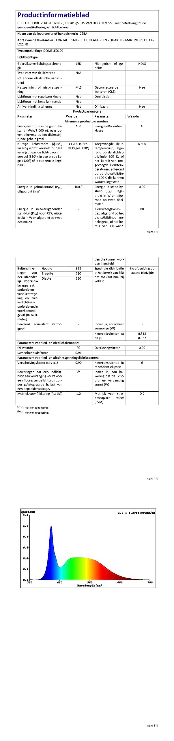 Projecteur Portable de Chantier LED 100W Type Dome - 5M de Câble H07RNF 3G, 1, 5-2 Socles à clapet NF 16A