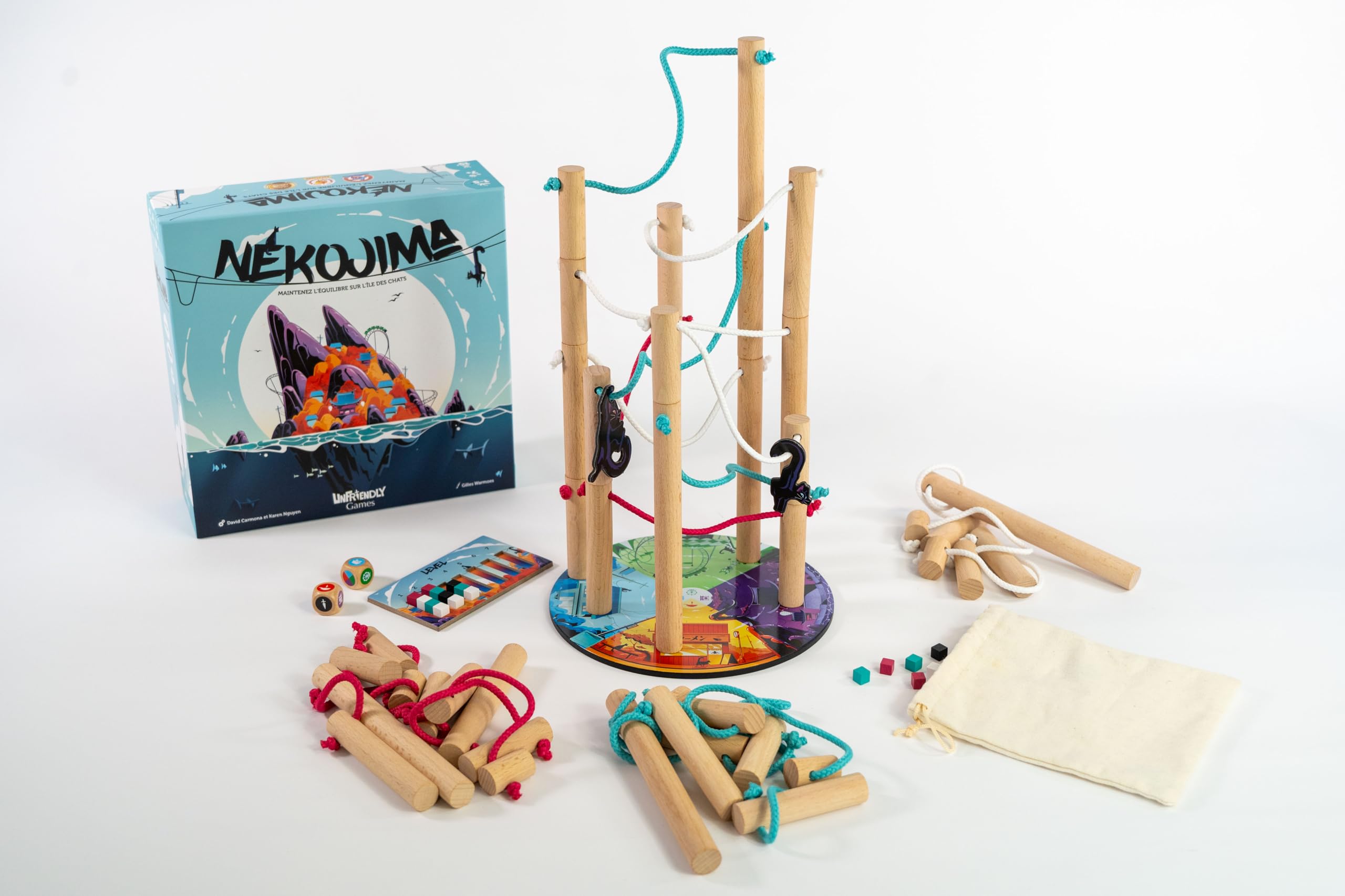 NEKOJIMA - Gioco di abilità - destrezza e abilità - dai 7 anni - da 1 a 5 giocatori - ideale tra amici e famiglie, in legno, ottimo regalo - atmosfera garantita