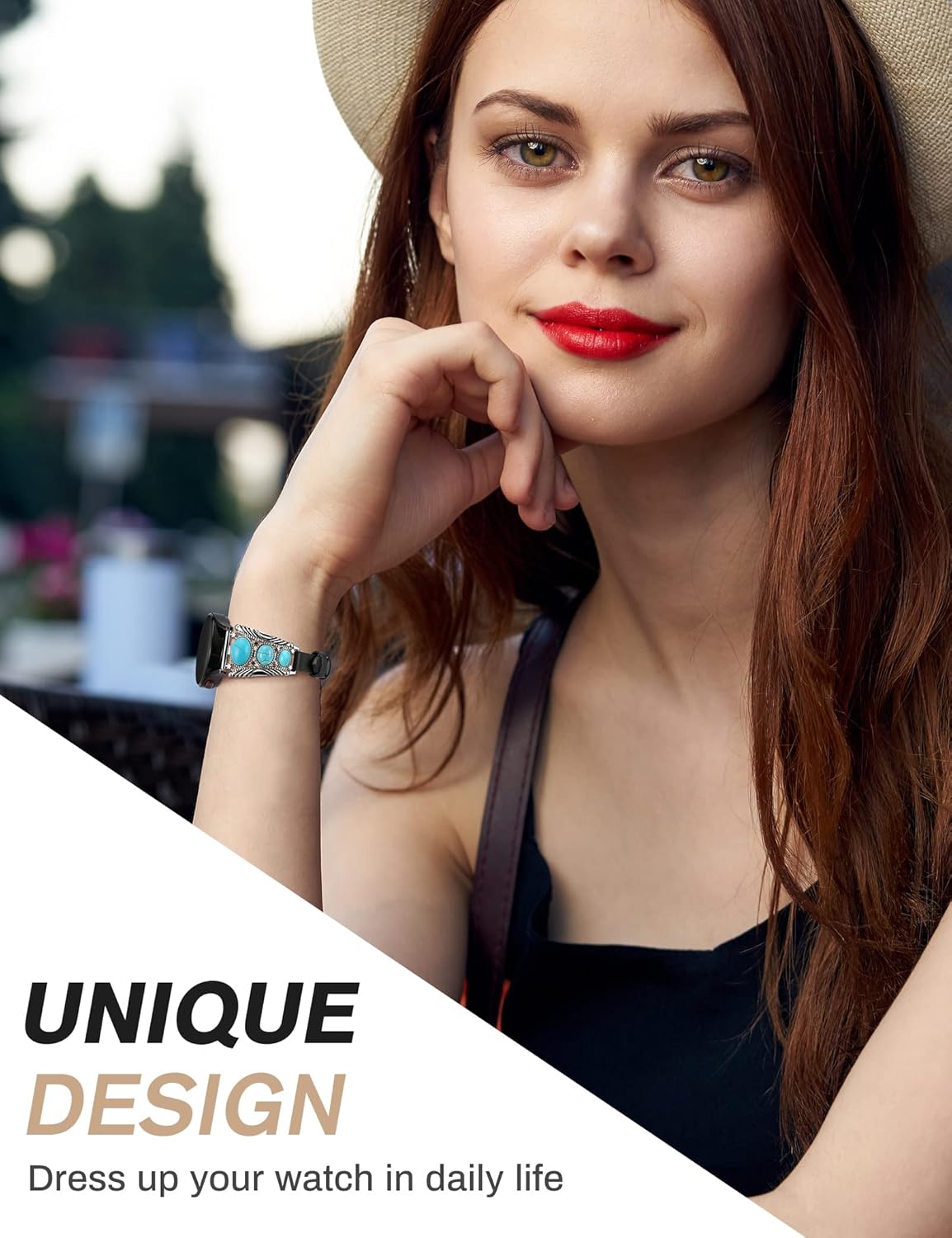 Minyee Leather Band Compatible with Samsung Galaxy Watch 7/6/5/4/FE/Active 2 40mm 44mm/Watch 6 Classic 43mm 47mm/Watch 5 Pro 45mm Band Women, Western Turquoise Boho Vintage Jewelry 20mm Watch Strap - Image 6