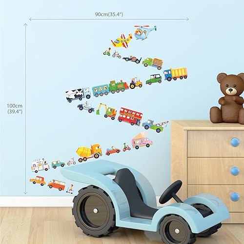 Miniatura 3 de DECOWALL DS-8015 The Transports - Calcomanías de pared para niños, calcomanías de pared extraíbles para niños, guardería, dormitorio, sala de estar