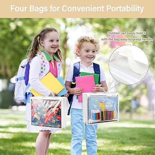 Miniatura 5 de Almacenamiento de juguetes colgantes sobre la puerta, idea de organizador de animales de peluche con 4 bolsas extraíbles, soporte de armario