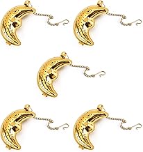 5Pcs Loose Leaf Tea Infusers, Gold Stainless Steel Tea Strainer, Reusable Tea Ball with Chain Hook, Fine Holes Tea Filters for Tea Steeper Flavoring Herbal Spices (Moon)