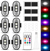 Mineup 6 Stück Kabellose Led Lichter, 8 Farbiges Strobe Drone Light, Fernbedienung Blitzlicht mit Fernbedienung, USB-Aufladung Antikollisionslichter,LED Flugzeug Blitzlicht für Drohne Motorrad