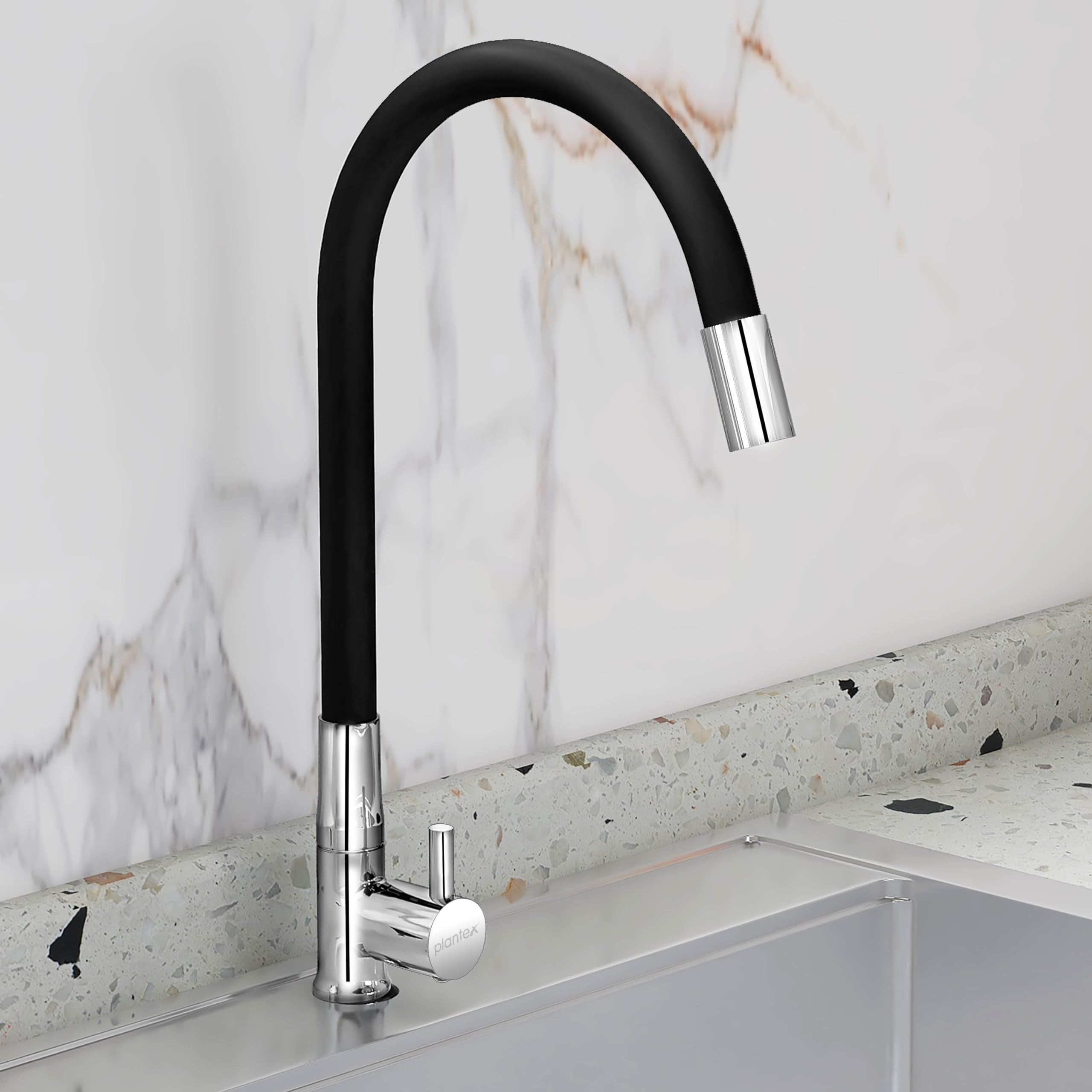 Plantex Pure Brass Flexible Kitchen Sink Tap with Teflon Tape & Wall Flange/Wall Mount Sink Tap for Kitchen with Silicone Swivel Spout-(ICO-912B) (B0D1TZ7Y2J) Amazon Price History, Amazon Price Tracker