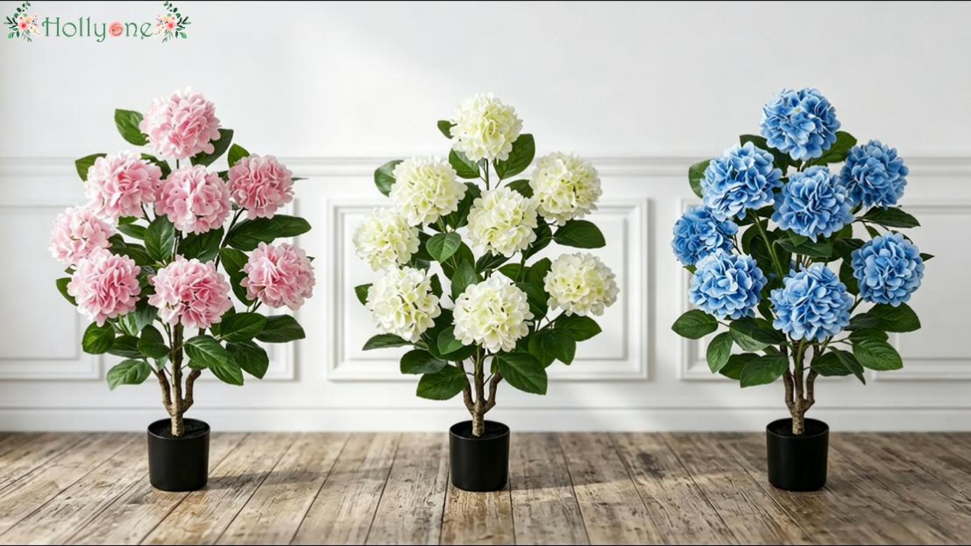 Amazon.com: 3FT Pink Hydrangea Artificial Flowers Tree 2 Pack