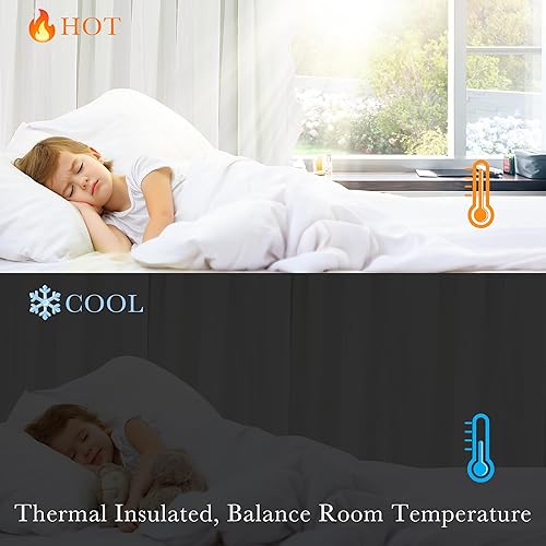 Vista 38 de PONY DANCE Cortinas decorativas para niñas, cortinas decorativas para niños, cortina de doble capa con volantes, superposición para oscurecer