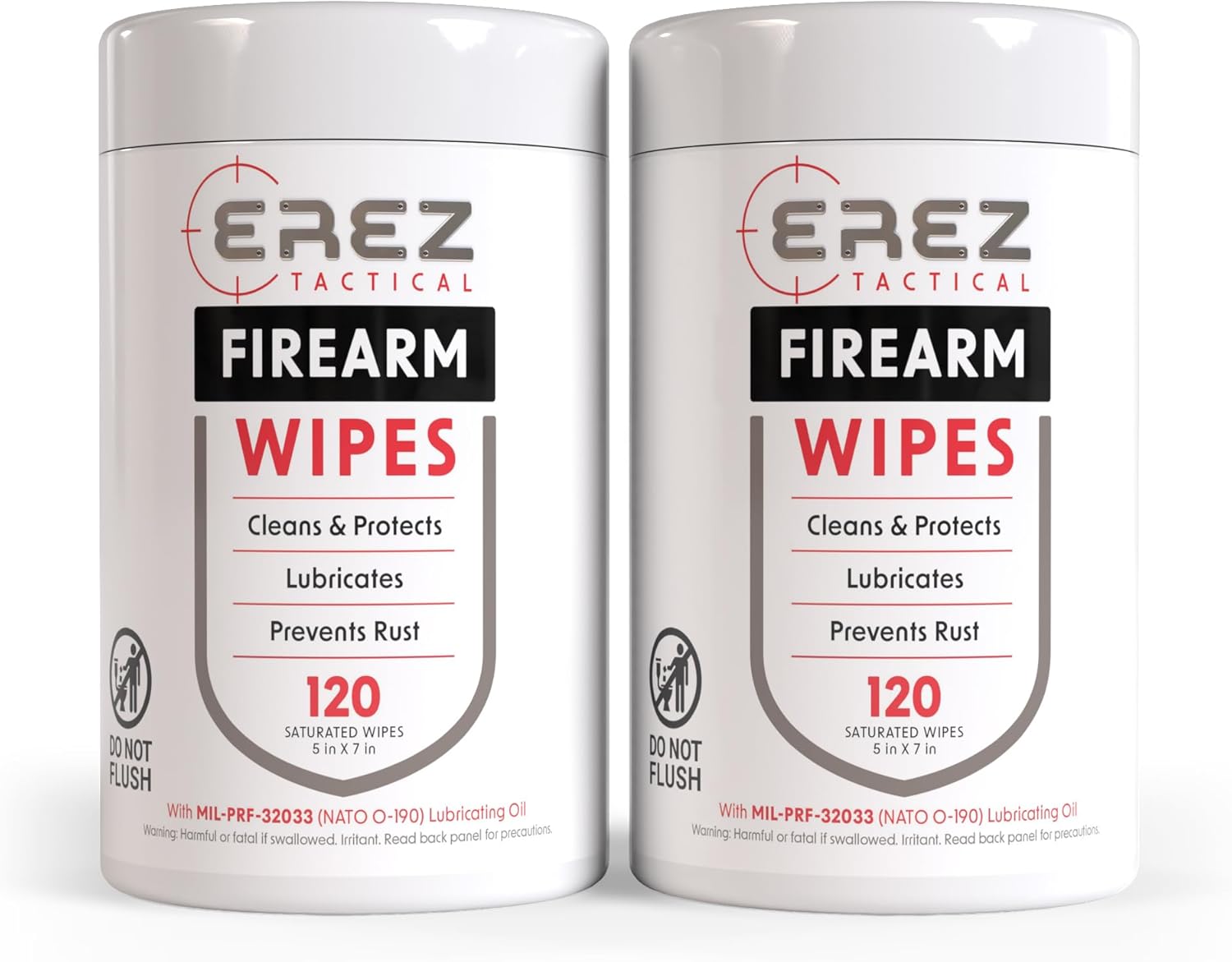Gun Cleaning Supplies: 120 Gun Wipes, 5"x7" CLP - Clean, Lubricate, Protect - MIL-PRF-32033 (NATO O-190) Field & Range Gun Cloth, (2 pk)