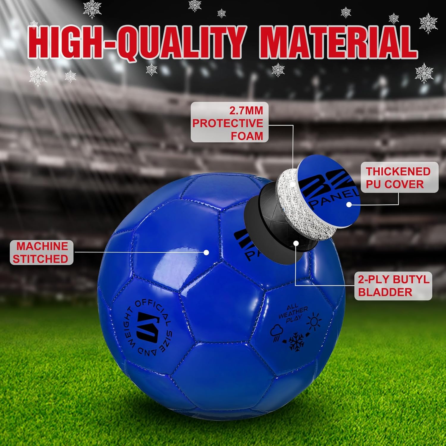 Shappy 4 Pcs Deflated Soccer Ball Bulk with Pump Mesh Bag Official Size 3 4 5 Back to School Indoor Outdoor Sport Training Practice Birthday Gifts for Child Adult - Image 3