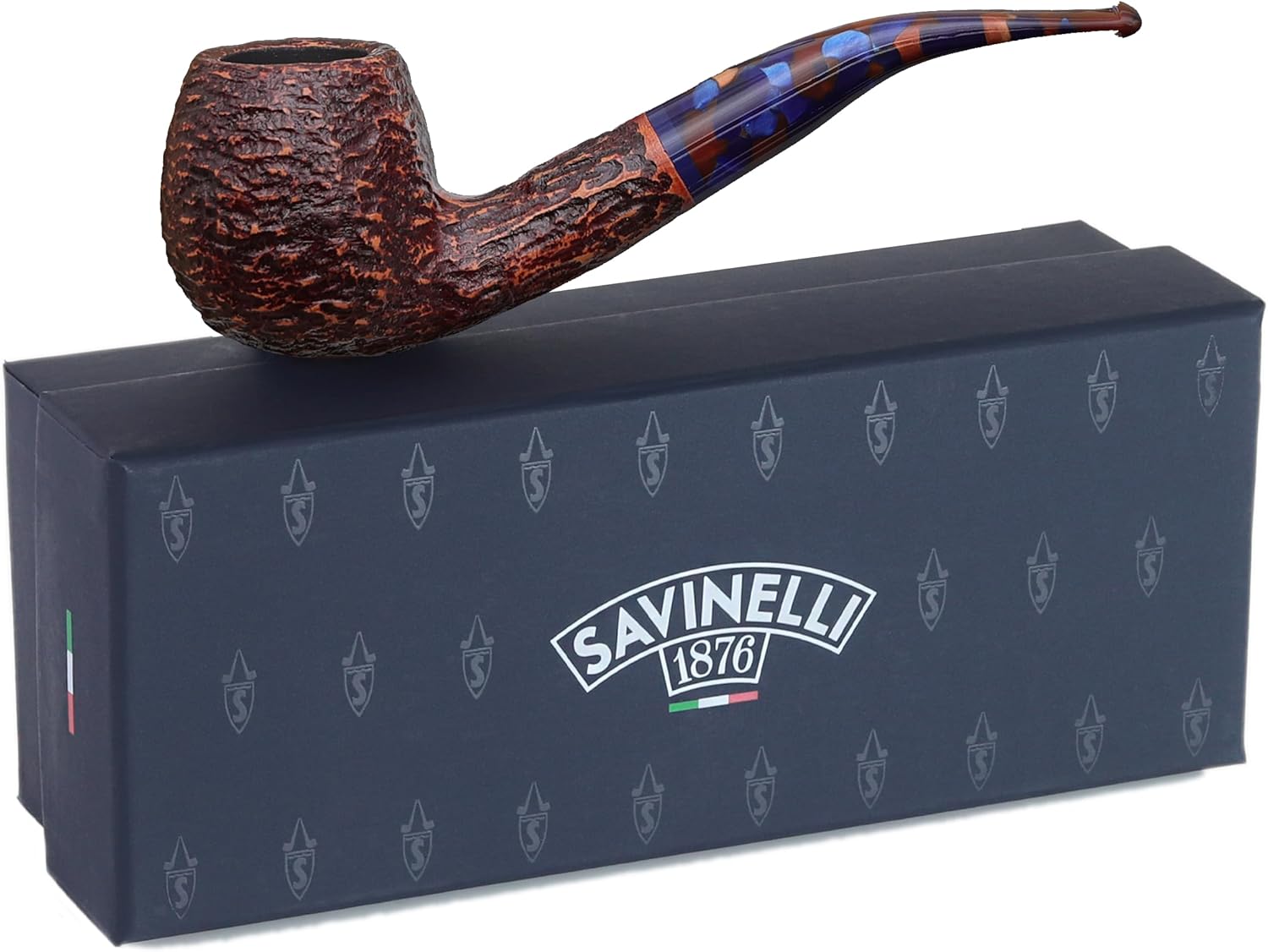 Savinelli Fantasia Collection - Mosaic Pattern Hand Crafted Wood Briar Pipe, Made in Italy, 6mm (Brown 626)