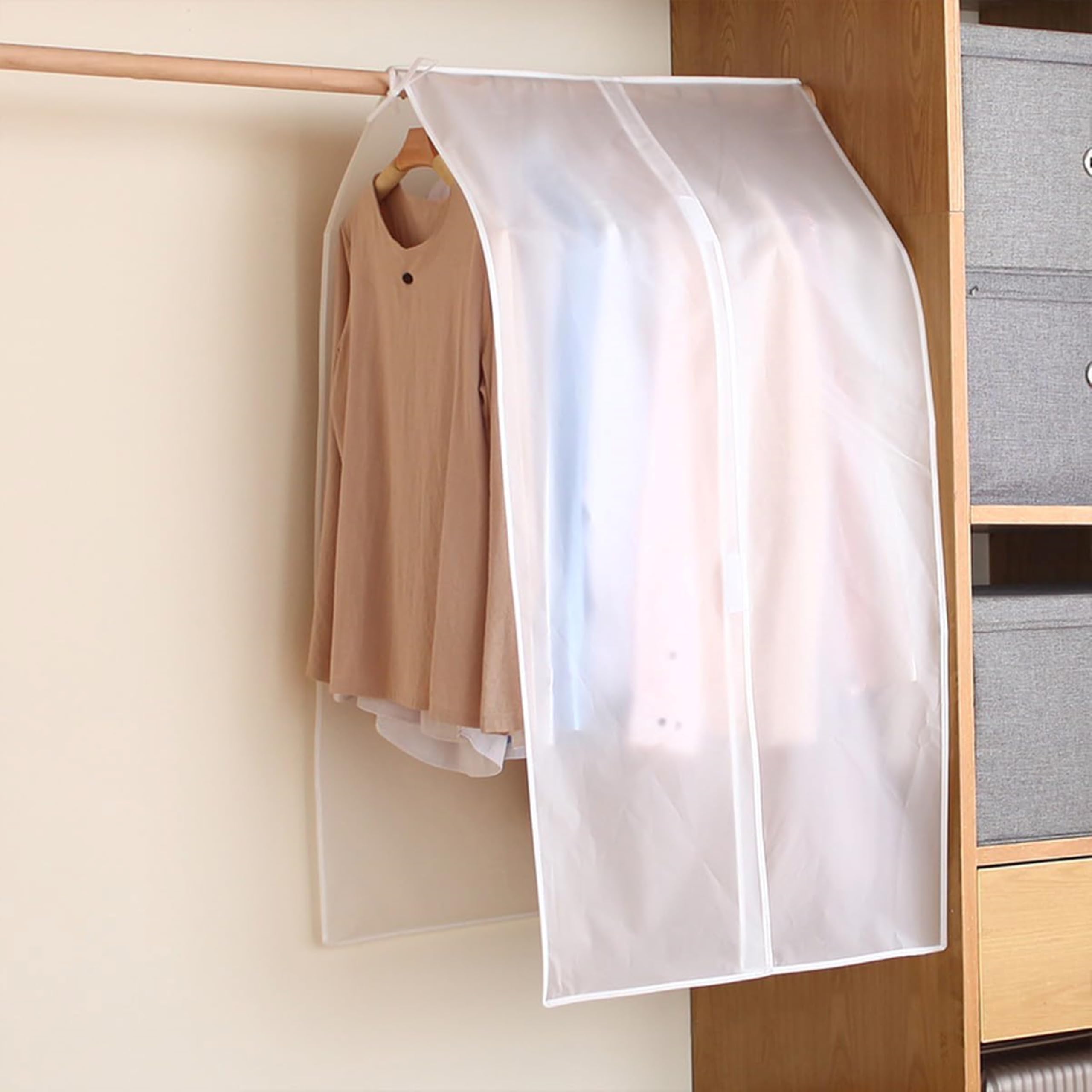 RAAHII Hanging Clothes Rack Cover Bag for Wardrobe Storage, Hanging Garment Bags for Clothes Garment dustproof Protector Covers for Blazer, Coat, Jacket, Suit, Saree (Side Open Rack Cover)