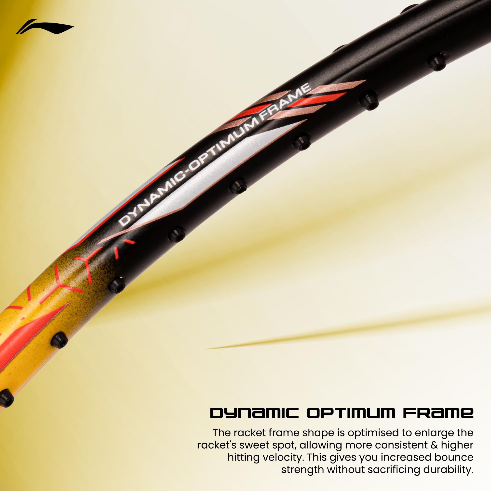 Li-Ning G-Force 5800 Superlite Strung Badminton Racquet with Free Head Cover| 78 Grams (Black/Yellow/Red) - Image 2 thumbnail