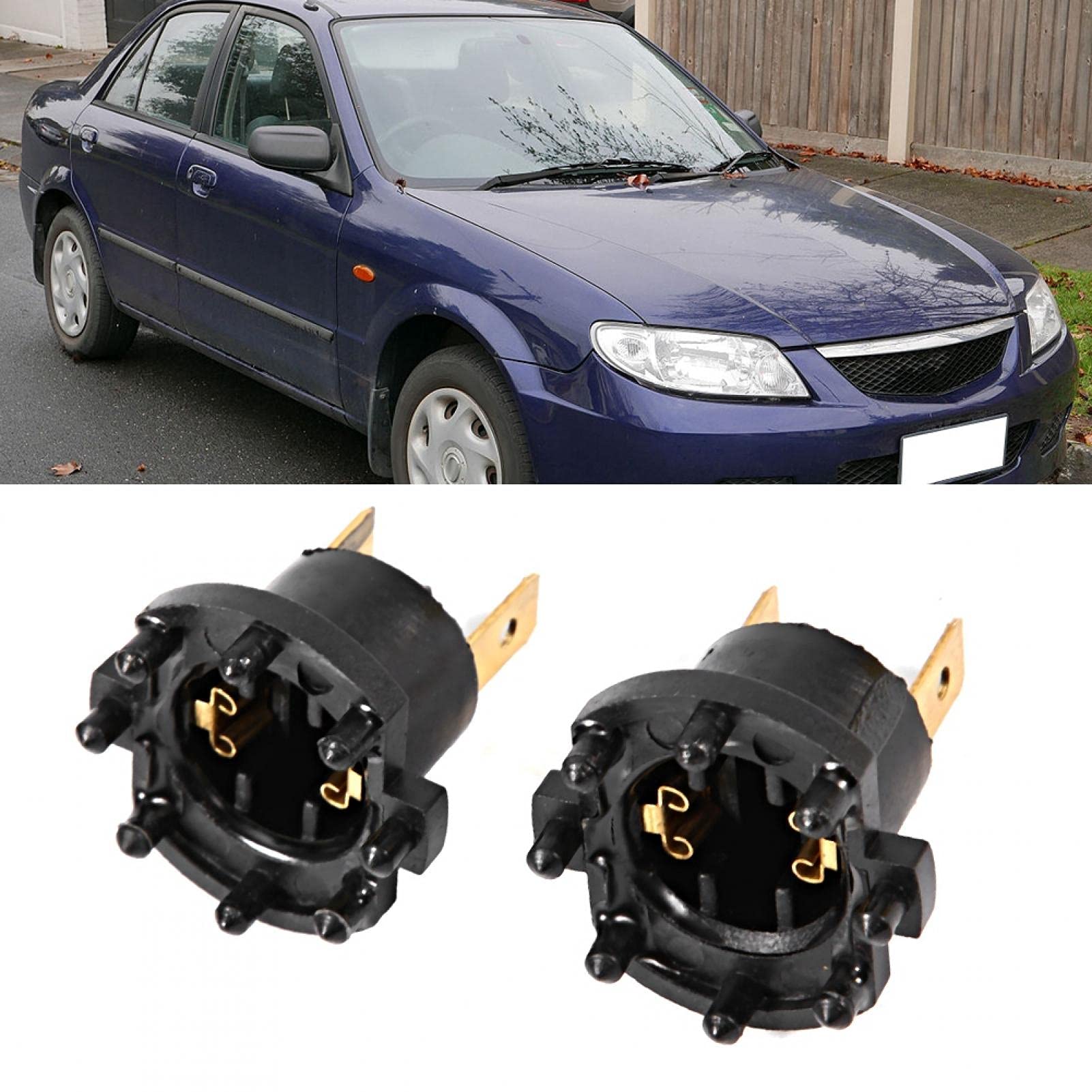 Presa Faro Di Ricambio Per Mazda 3, 5, 323 - Adattatore H7 In ABS, 2 Pezzi