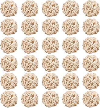 DECHOUS 30Pcs Small Rattan Balls, Decorative Balls for Centerpiece Bowls Fillers 1.18 inch Wicker Rattan Balls Accessories for Craft, Wedding Party, Aromatherapy Accessories, Vase Fillers