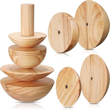 Doublefill 4 Pack Pottery Molds Plaster Molds Wood Pottery Tools with Handle for Ceramic Top Forms DIY Bowls Plate Dish Slump Press Art Making Hemispherical,4.5 6.5 Thickness 2.5