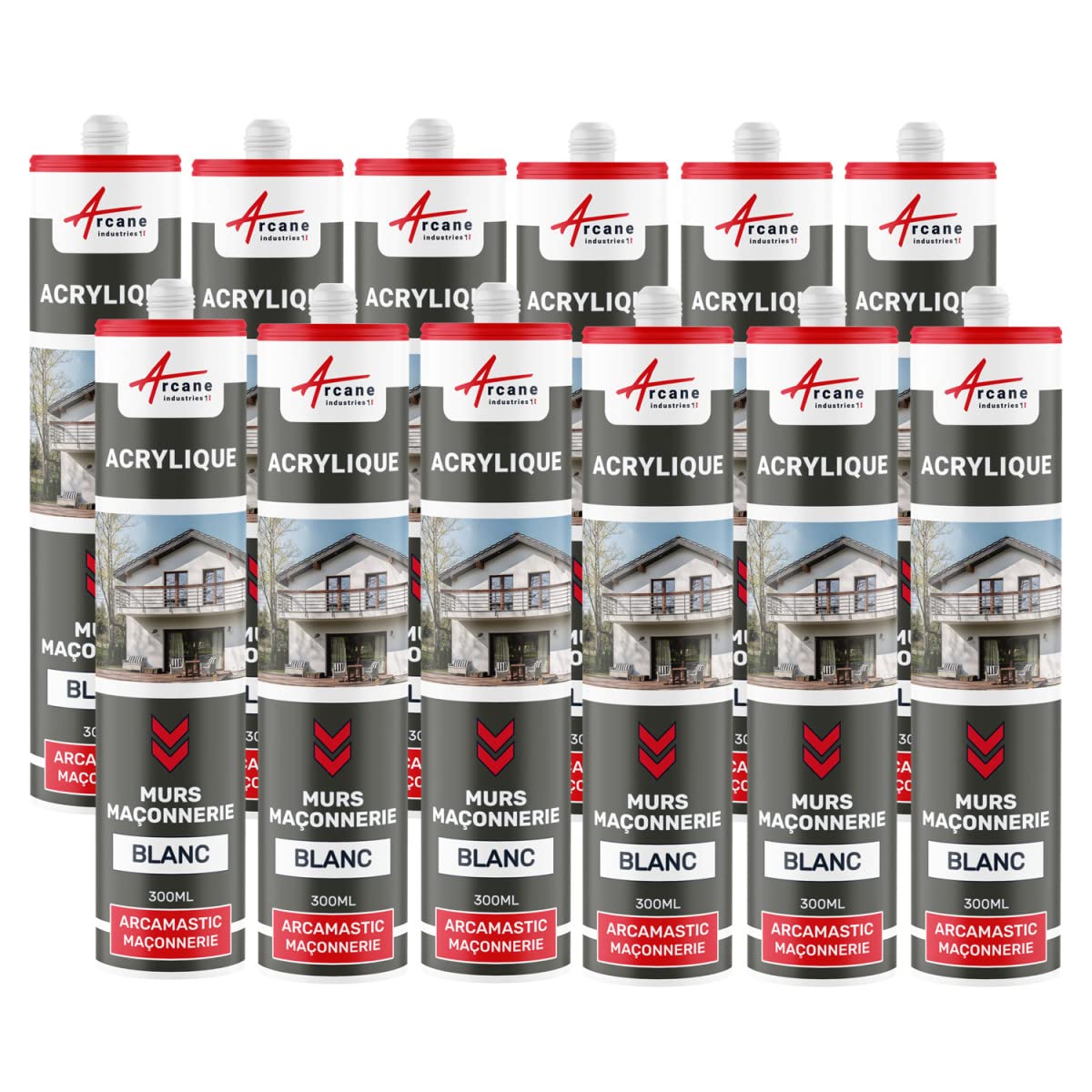 Joint Acrylique, Mastic d'Étanchéité, Mur et Porte 300 ml x 12 Blanc