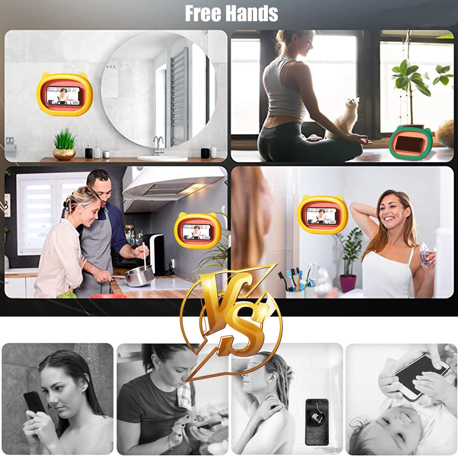 Dusch Handy Halter wasserdichte Handyhülle mit Beschlagfreiem Touchscreen Wandmontage Handyhalterung für Handy bis zu 6,8 Zoll für Badezimmer Küche (Green)