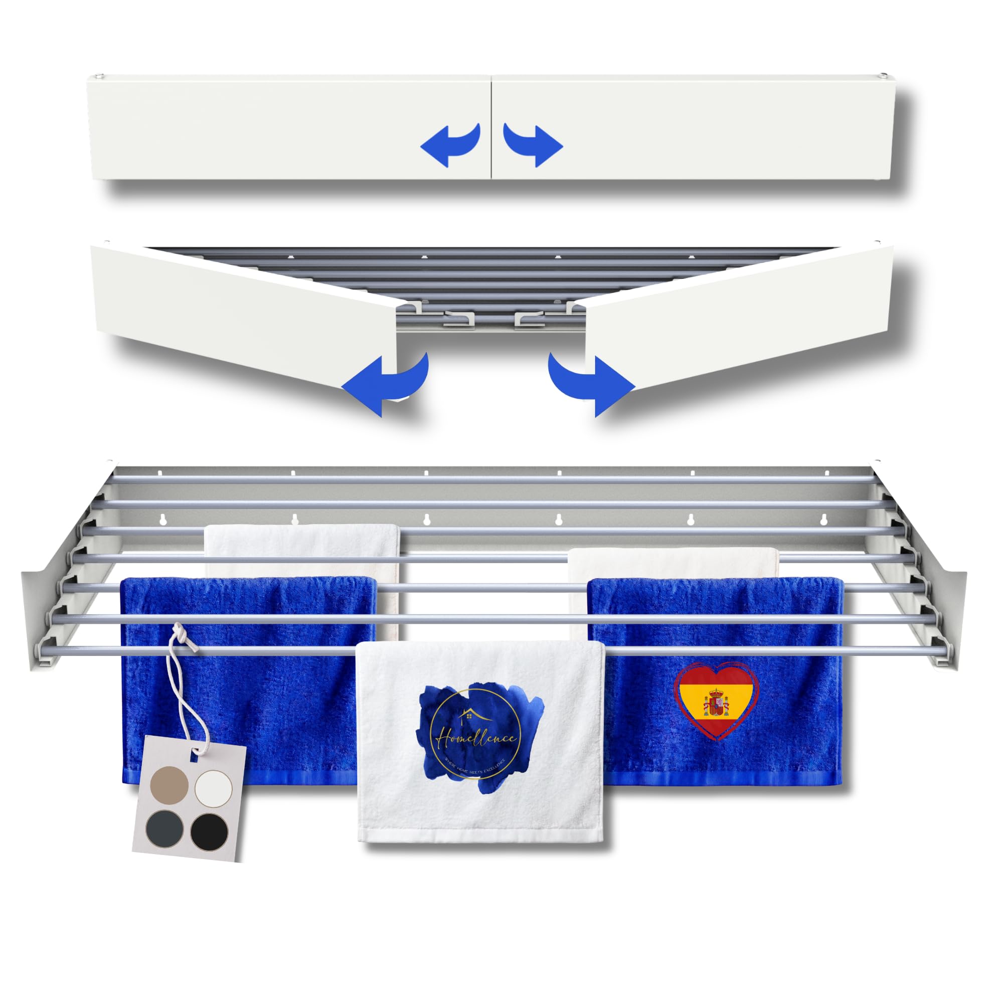 Tendedero Extensible y Plegable de Pared para Interiores y Exteriores - Tenderete Elegante para Montar en Paredes - Estendal Parede (Blanco, 120 cm)