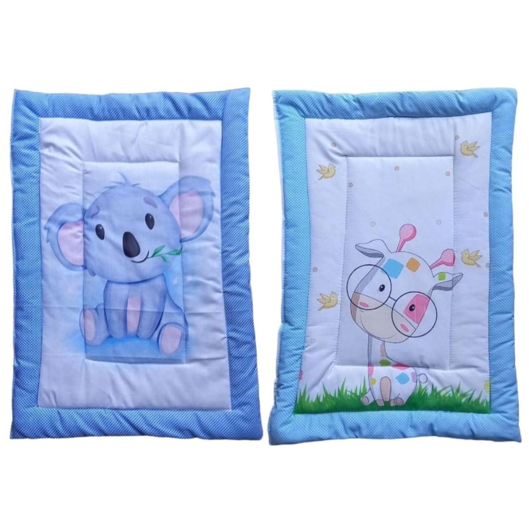 SmallBerry™ Combo Newborn Baby Pom Pom Cotton Baby Bed | Godari | Cradle Bed | Crib Sheet | Changing Mat Baby Godadi | Godari | Bedding Set | Mattress_Pack of 2 Piece_Panda & Girraffe