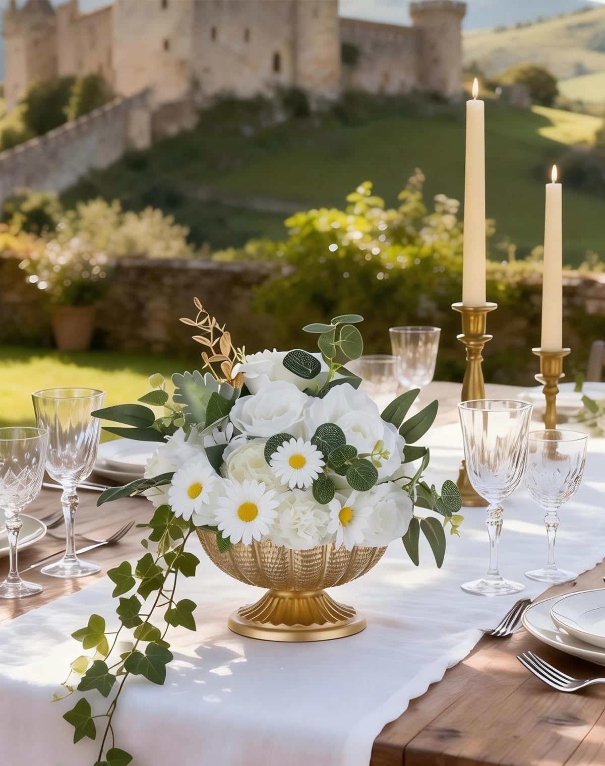 Gold Metall Blumenvase für Tischdeko: 6 Stück Vintage Klein Vase | 9,5 cm Hoch, Schalenförmiges Design, Gehämmerte Oberfläche, für Hochzeit, Party, Weihnachten, Herbst, Mittelstück Deko
